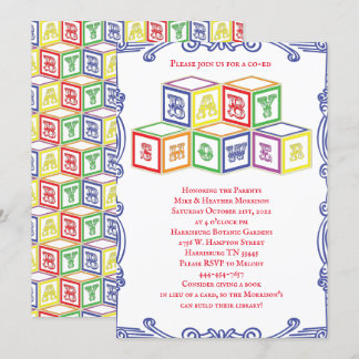 Invitation Baby shower de blocs Vintages colorés