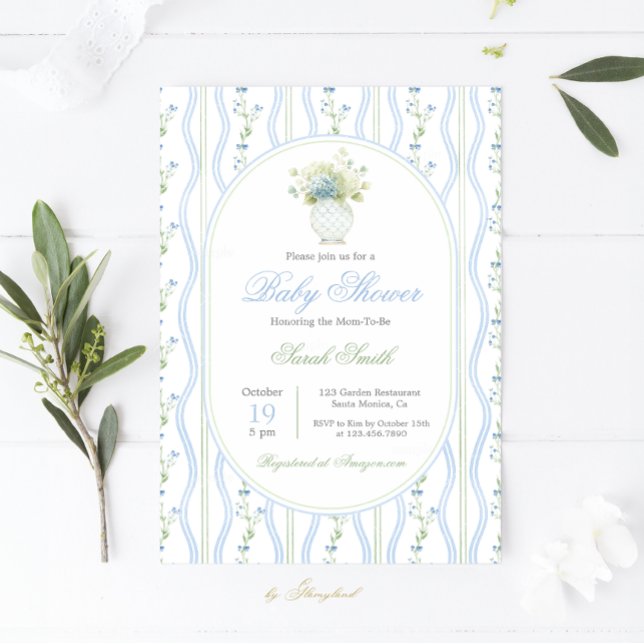 Invitation Baby shower de bocal à gingembre bleu (Créateur téléchargé)
