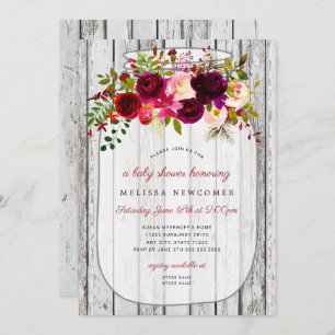 Invitation Baby shower de bocal en bois rustique