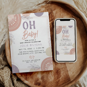 Invitation Baby shower de Boho Coeur minimal moderne