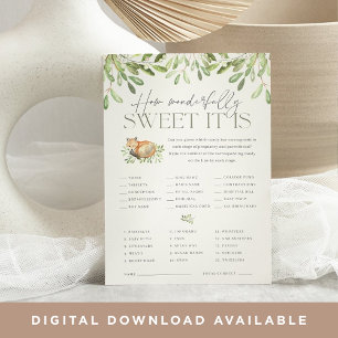 Invitation Baby shower de bois Fox Candy Guider Game Card