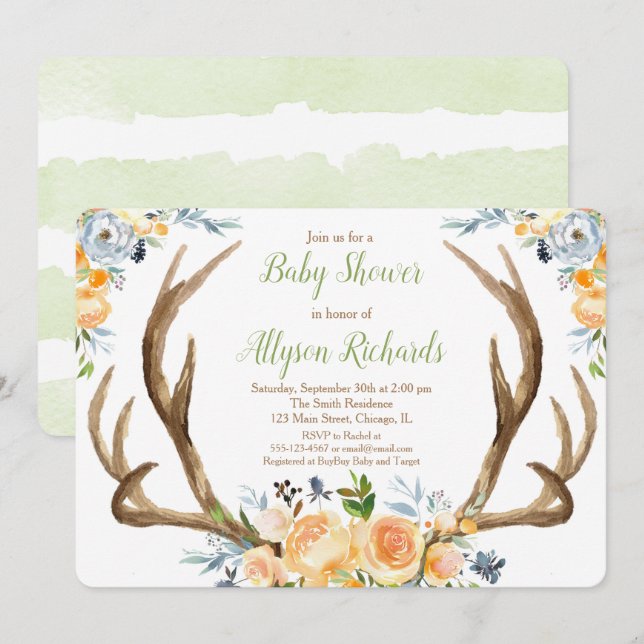 Invitation baby shower de bois neutre pour les femmes (Devant / Derrière)