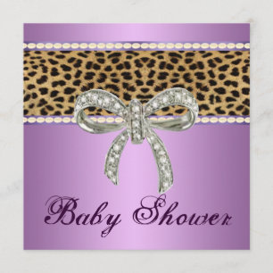 Invitation Baby shower de boue de losange de léopa