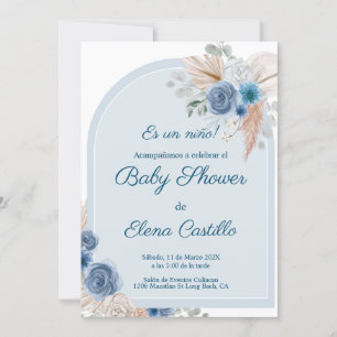 Invitation Baby shower de bouho bleu