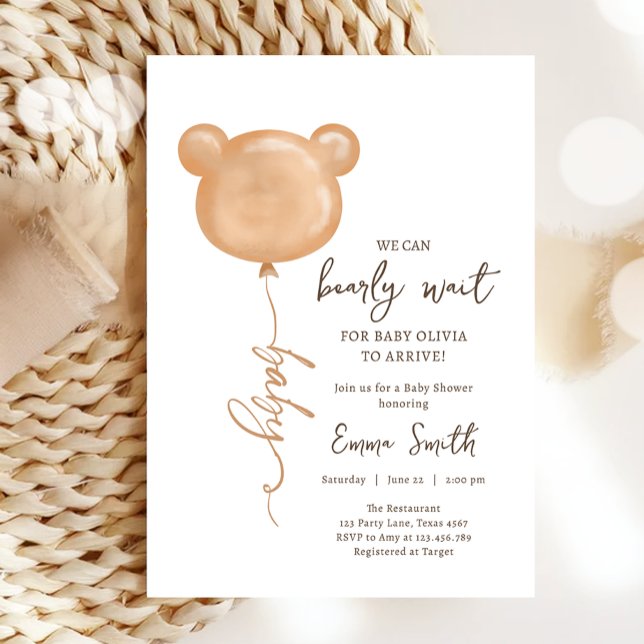Invitation Baby shower de bouho d'attente avant l'ours en pel (Créateur téléchargé)
