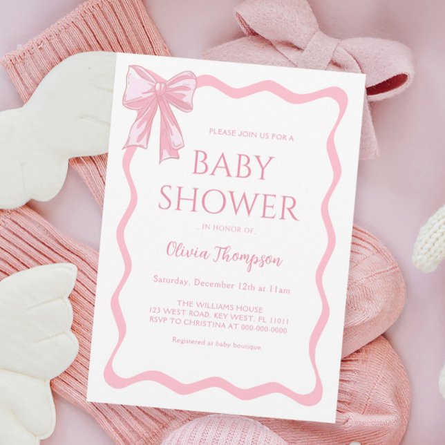 Invitation Baby shower de boule rose (Créateur téléchargé)