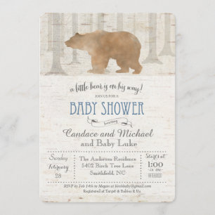 Invitation Baby shower de bouleau d'ours