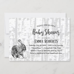 Invitation Baby shower de bouleaux de lièvres