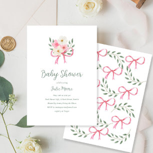 Invitation Baby shower de bouquet de boule rose