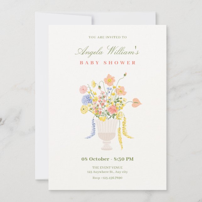 Invitation Baby shower de bouquet de fleurs (Devant)