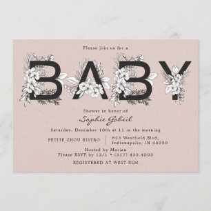 Invitation Baby shower de bouquet Dusty Rose Florals
