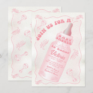 Invitation Baby shower de bouteille pour bébé tiré à la main
