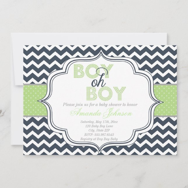 Invitation Baby shower de Boy Oh Boy Chic Chevron (Devant)