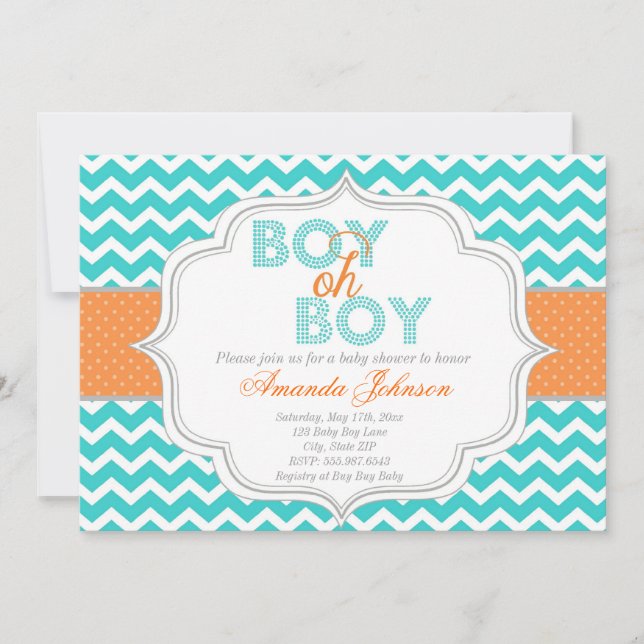 Invitation Baby shower de Boy Oh Boy Chic Chevron (Devant)