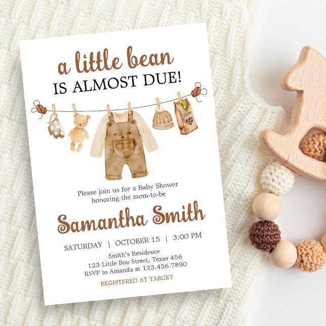 Invitation Baby shower de brassage de café (Coffee Little Bean Baby Shower Invitation)