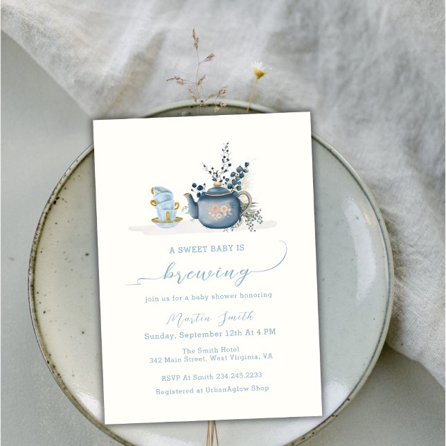 Invitation Baby shower de brassage vintage Tea Party (Vintage Tea Party Brewing Baby Shower Invitation)