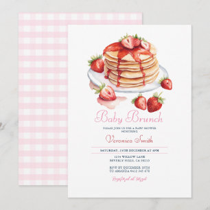 Invitation Baby shower de brunch pour bébé à la fraise Pancak