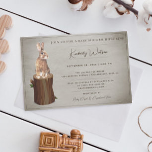 Invitation Baby shower de Bunny de bois BROWN