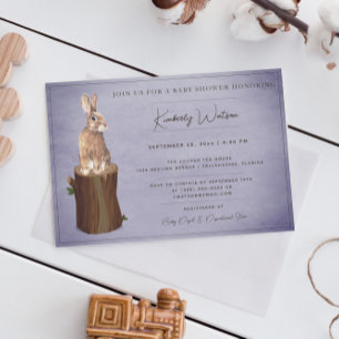 Invitation Baby shower de Bunny de bois   Violet