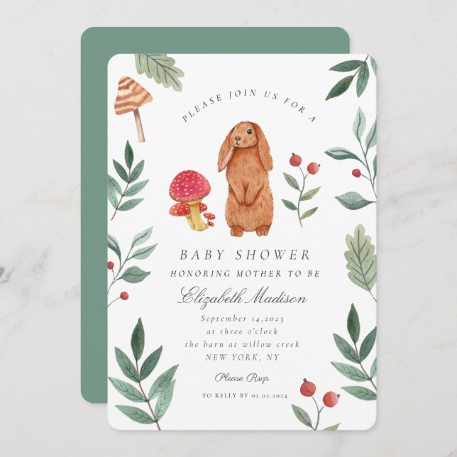 Invitation Baby shower de Bunny de Bunny de Boodland Fall (Créateur téléchargé)