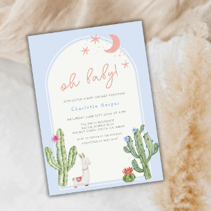 Invitation Baby shower de cactus d'arc Boho bleu neutre par s