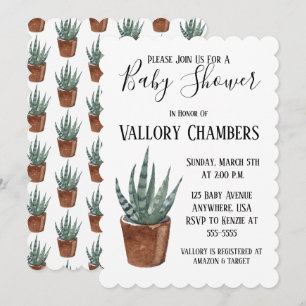 Invitation Baby shower de cactus Succulent Poted