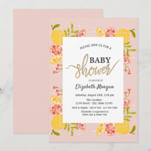 Invitation Baby shower de cadre chic en agrumes aquarelle