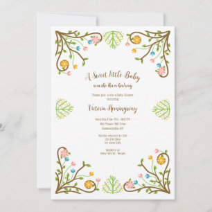 Invitation Baby shower de cadre de fleurs de pays