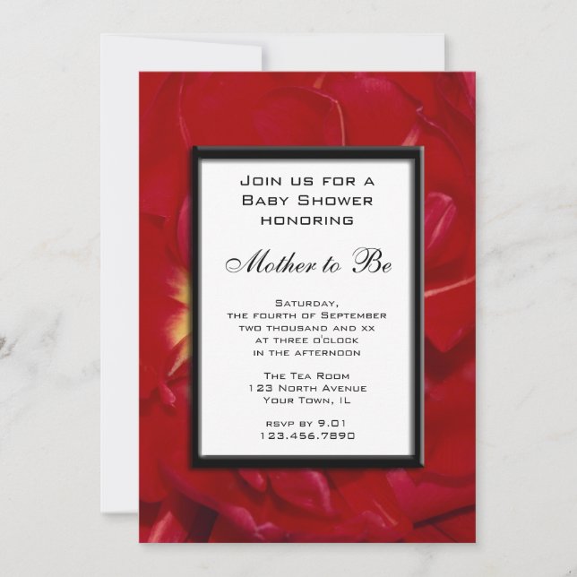 Invitation Baby shower de cadre de tulipe rouge (Devant)