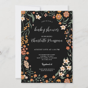 Invitation Baby shower de cadre floral aquarelle
