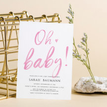 Invitation Baby shower de calligraphie à aquarelle