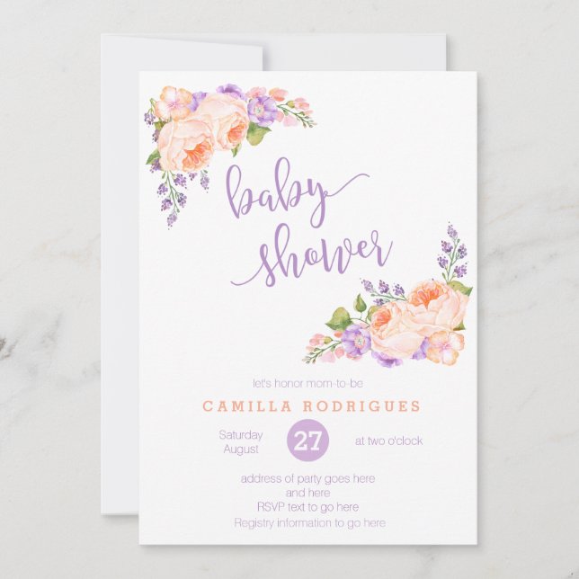 Invitation Baby shower de calligraphie, baby shower de pêche  (Devant)