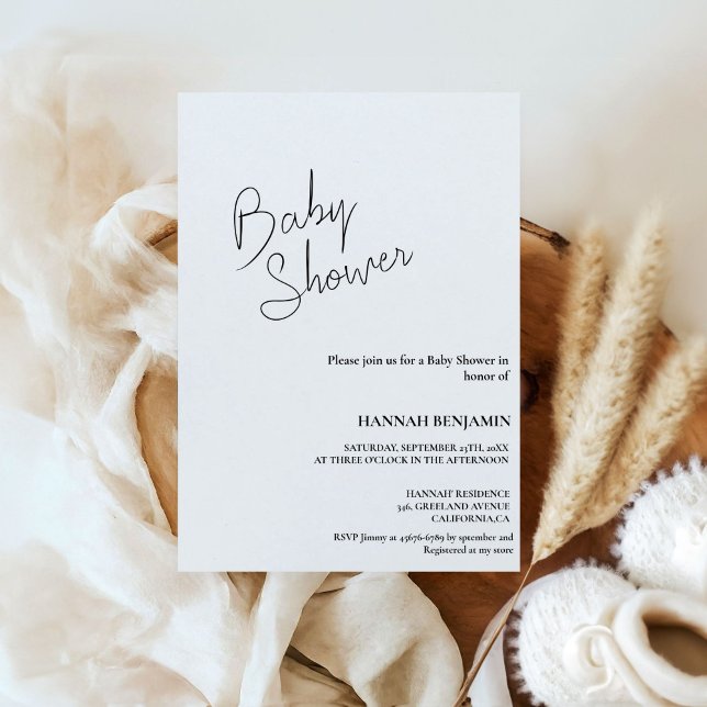 Invitation Baby shower de calligraphie manuscrite moderne (Créateur téléchargé)