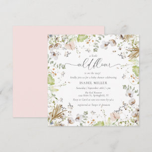 Invitation Baby shower de calligraphie petit Fleur sauvage