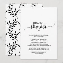 Baby shower de calligraphie simple noir et blanc