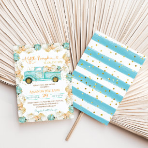 Invitation Baby shower de camion Citrouille bleu