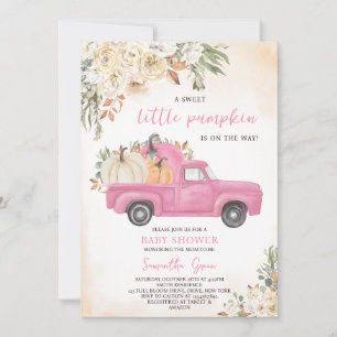 Invitation Baby shower de camion Citrouille rose