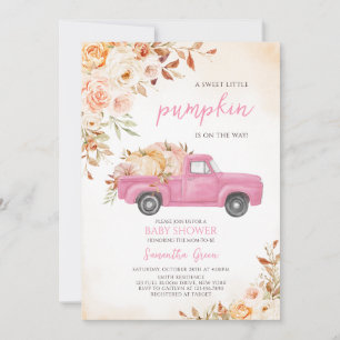Invitation Baby shower de camion Citrouille rose