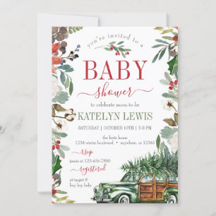 Invitation Baby shower de camion de Noël d'hiver