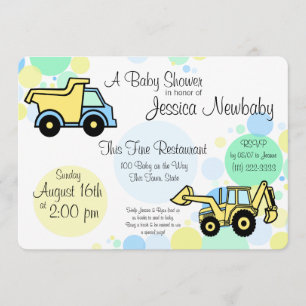 Invitation Baby shower de camions de construction