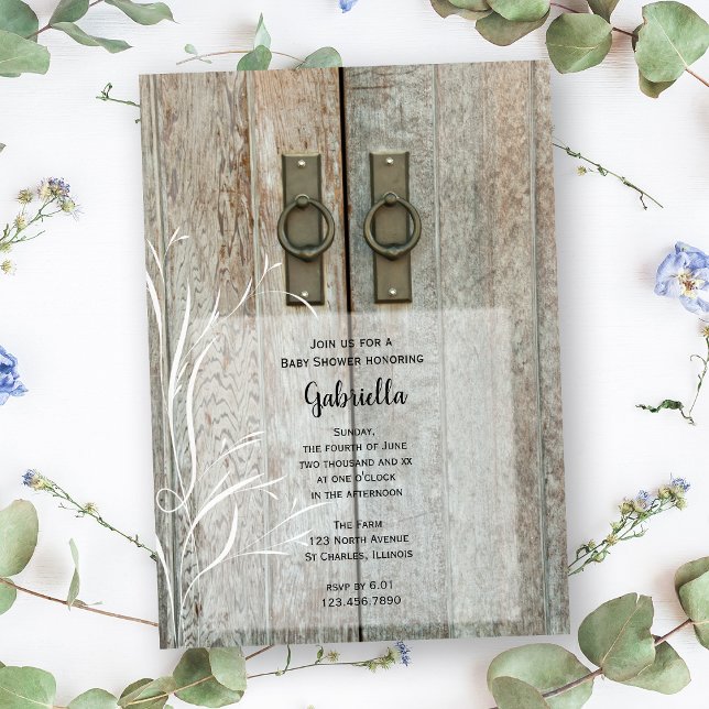Invitation Baby shower de campagne Double Grange Doors (Créateur téléchargé)