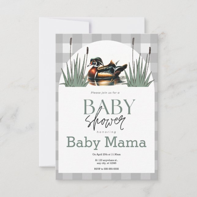 Invitation Baby shower de canard à bois (Devant)