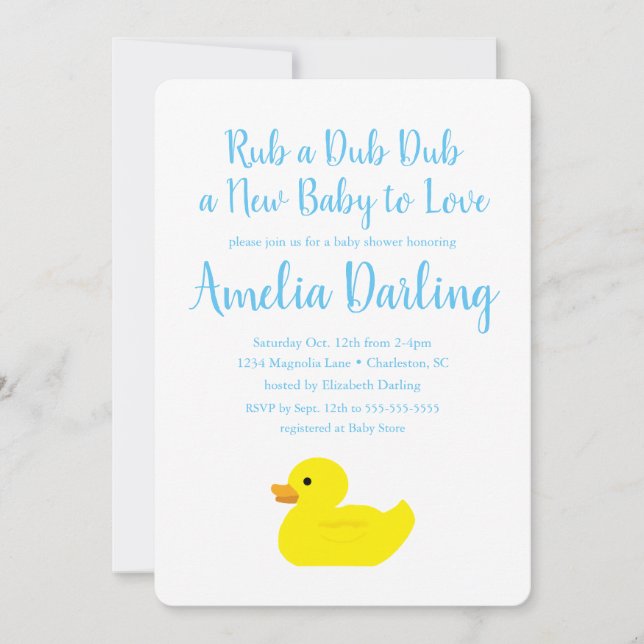 Invitation Baby shower de canard en caoutchouc (Devant)