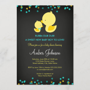 Invitation Baby shower de canard en caoutchouc de 