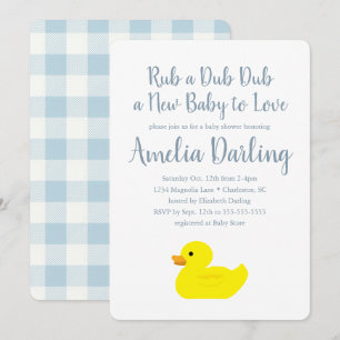 Invitation Baby shower de canard en caoutchouc En vichy vérif