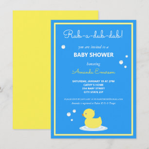 Invitation Baby shower de canard en caoutchouc jau