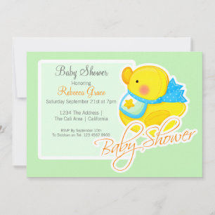 Invitation Baby shower de canard en caoutchouc jaune