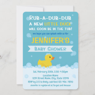 Invitation Baby shower de canard en caoutchouc Neutre selon l