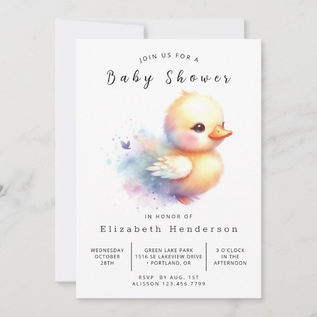 Invitation Baby shower de canard imprimable pour garçon (Devant)