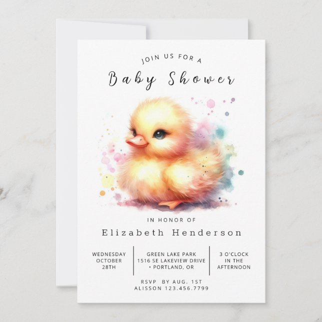 Invitation Baby shower de canard imprimé enchâssé (Devant)